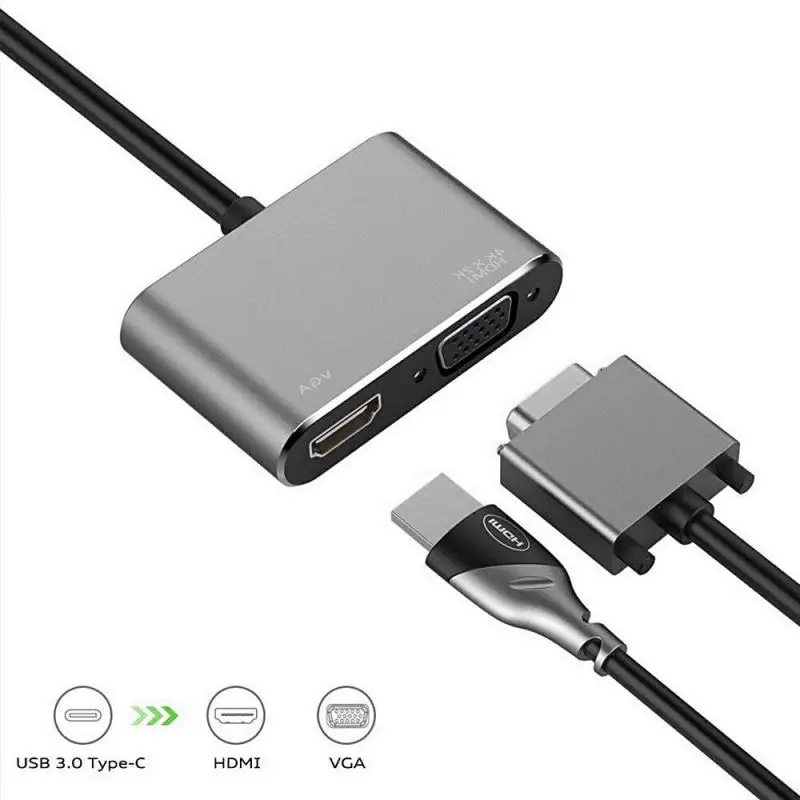 Док станция типа C для MacBook Samsung Huawei 3 в 1 новинка 2020|Кабели VGA| |