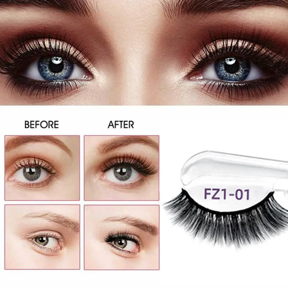 

1 Pair Glue Free Faux Mink Eyelashes No Residue On The Skin 3D False Eyelashes Reusable Natural Long Eyelash Makeup Self Adhesiv