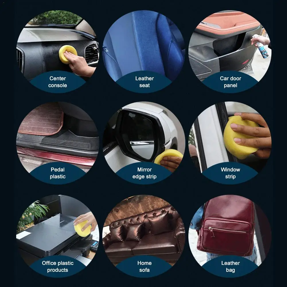 

256ML Car Interior Renovation Coating Agent Auto Refurbishment Repair Glazing Wax Leather Seat Care Spray With Sponge And Towel
