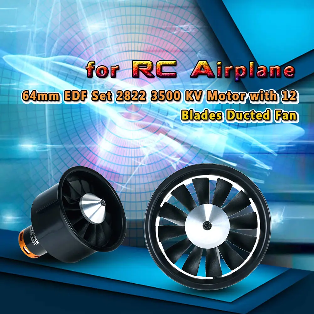 

64mm EDF Set 2822 3500KV Motor with 12 Blades Ducted Fan for RC Airplane