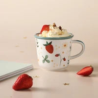 nordic style hand painted strawberry milk mug for girl ceramic oatmeal yogurt dessert breakfast mugs cute coffee tea water cup