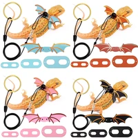 2022 new 3 pcs adjustable bearded dragon leash with bat wings soft leather lizard harness for amphibians and other small reptile