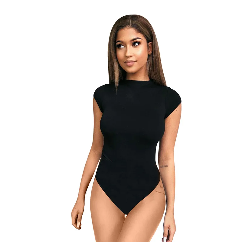 

2021 summer new sexy zipper short-sleeved jumpsuit European and American fashion tight jumpsuit girl