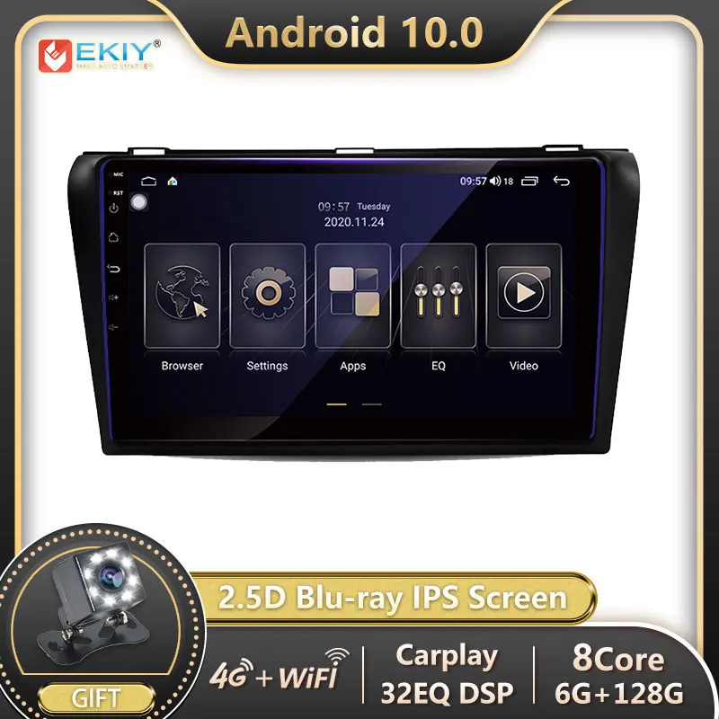 

EKIY 6 + 128G Авторадио Android 10 для Mazda 3 2004-2013 maxx axela автомобильное радио мультимедиа Blu-Ray IPS экран навигация GPS no 2din