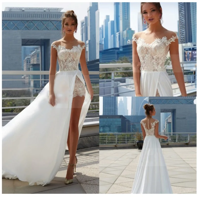 

Sexy High Split Wedding Dresses Vestido De Noiva