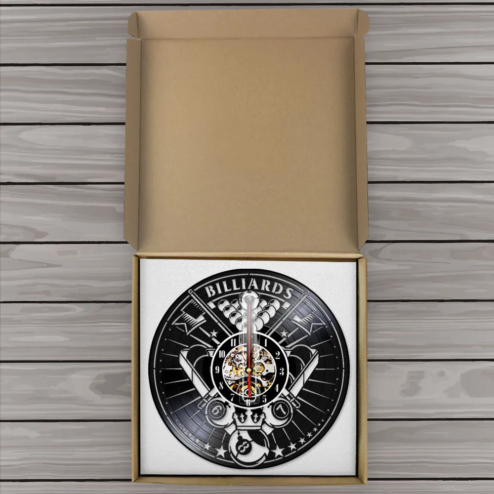 Бильярд виниловая запись бесшумные настенные часы комната Настенный декор плеер