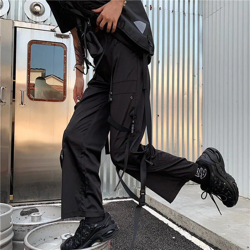 

Pants Women Cargo Ankle-Length Trousers Harajuku Korean Womens Pants Streetwear Trendy Black Casual Japan Pants Hip Hop Pants
