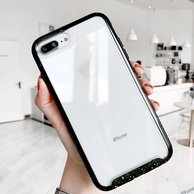 Style 2 Карамельный цвет, волнистая оправа, противоударный чехол для iphone 11 XS Max XR 6 6s 7 8 Plus, прозрачный TPU+ PC, жесткий защитный чехол для телефона - Цвет: Style 2