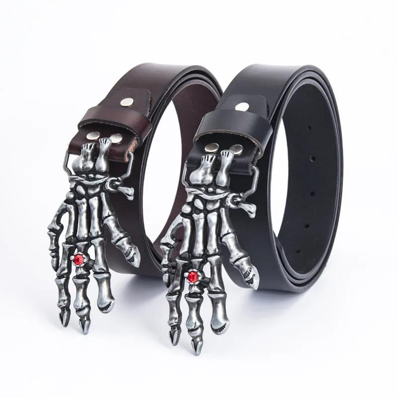 Внешняя торговля лидер продаж ремень из натуральной воловьей кожи с черепом и