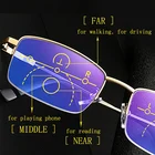 Многофокальные очки для чтения с титановой оправой для мужчин и женщин