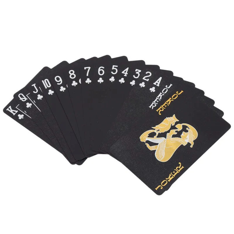 

Водонепроницаемые игральные карты пластиковые игральные карты покерные карты Роскошные крутые черные фольга покер игральные карты станда...