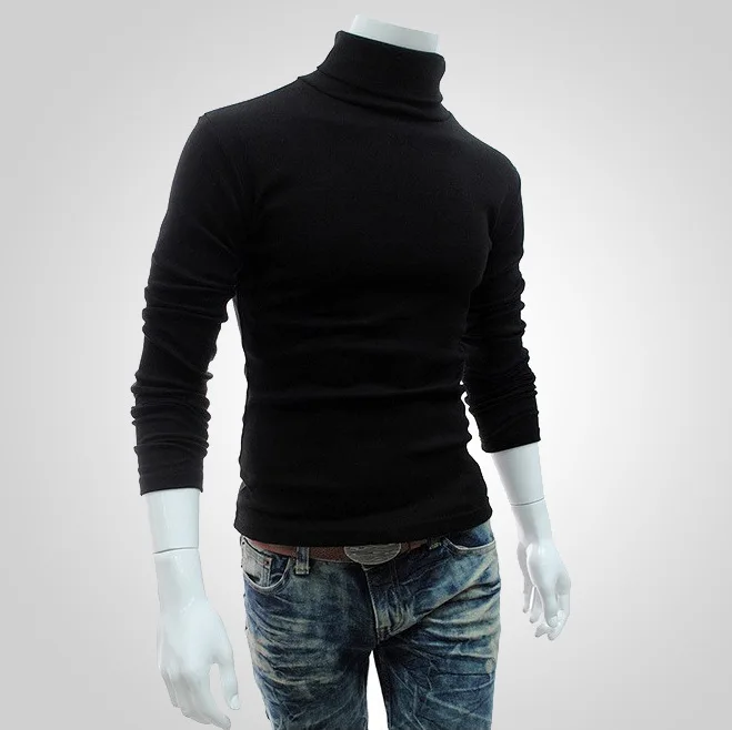 Autumn Winter Thick Warm Sweater Men Turtleneck Men's Slim Fit Pullover Sweaters Knitwear High Neck Jumper Male Tops | Мужская