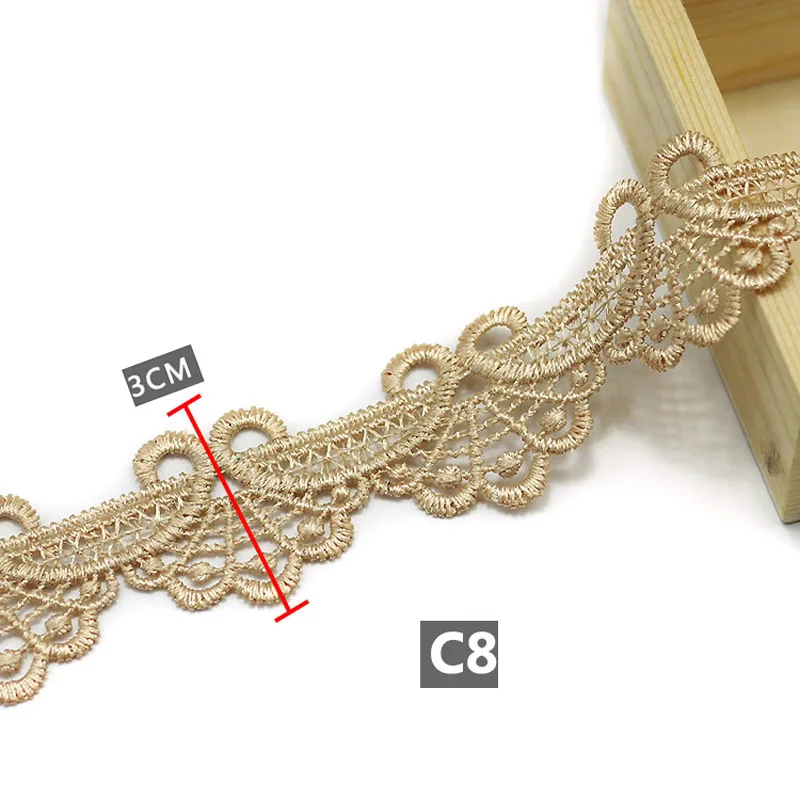 

14.5yards Water Soluble Lace Ribbon Trim Applique for Costumes Dresses Trimmings Edge 3cm/9cm Embroidery Sewing Lace Edge