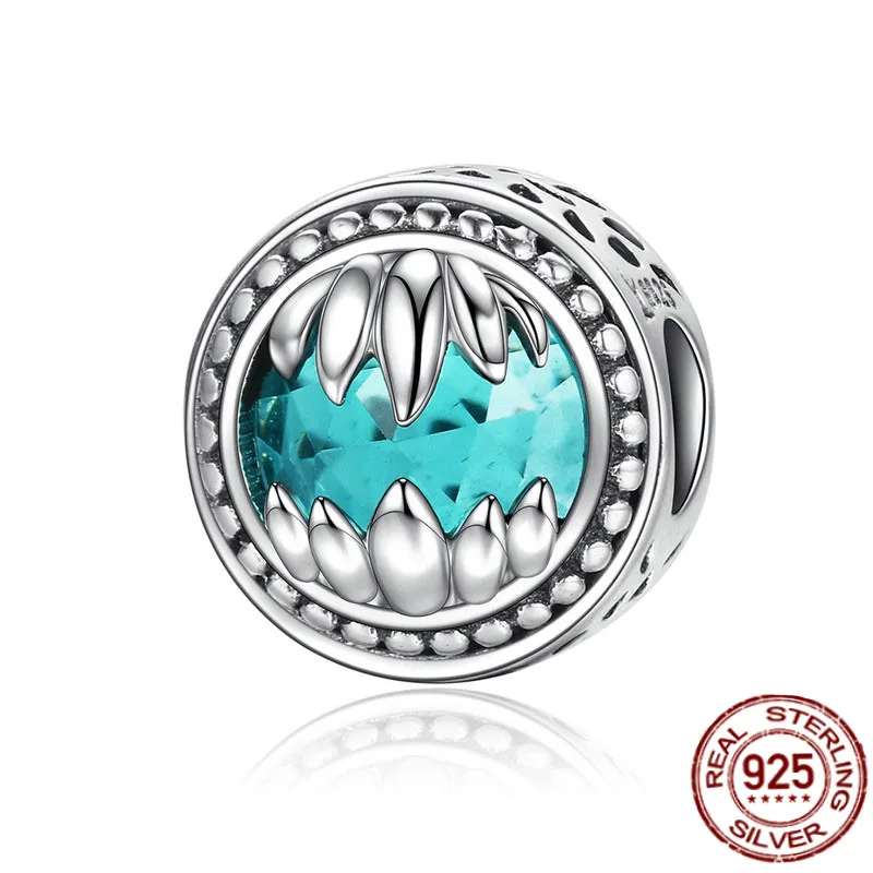 

925 Sterling Silver Blue Eye White Crystal Cat Head Beads Charms Fit Original Pandora Bracelets Bangle For Women Jewelry Gift