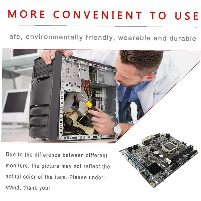 Материнская плата для майнинга B75 BTC + случайный ЦП кабель SATA LGA1155 8xpcie USB-адаптер DDR3