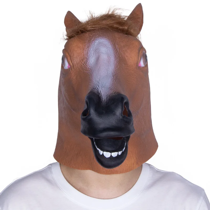 

Horse Head Mask Novelty Latex Animal Headgear Halloween Fancy Dress Party Costumes Props Weird Dress Up