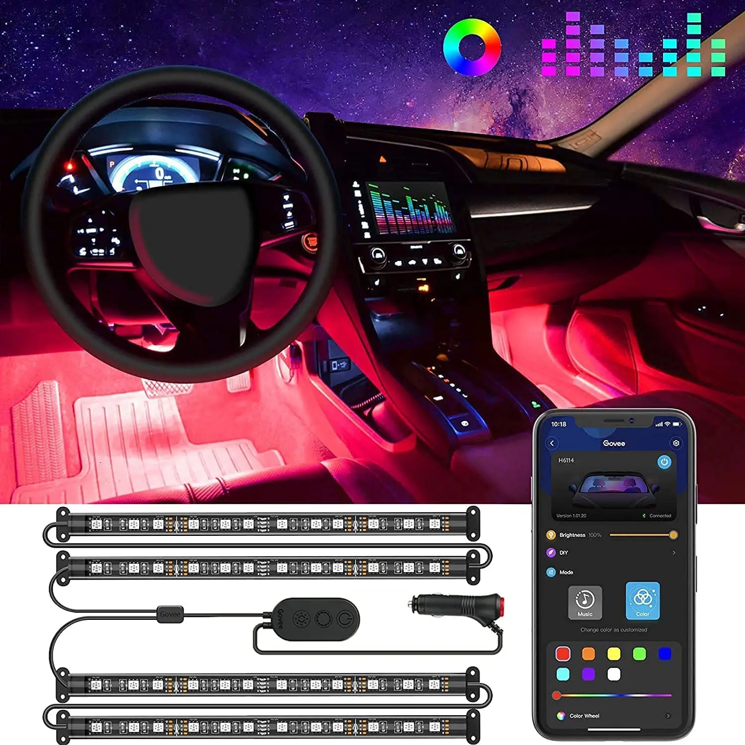 Фото Светодиодсветильник подсветка для автомобиля 2021 светодиодов беспроводная