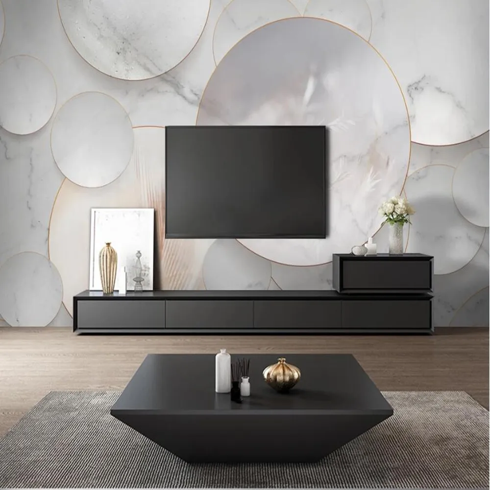 Milofi большие обои на заказ 3D простой джаз белый геометрический круглый мраморный