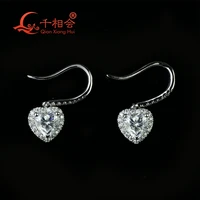7mm heart shape earrings ear stud s925 silver 5mm main stone d vvs white moissanite stone drop earring for dating jewerly