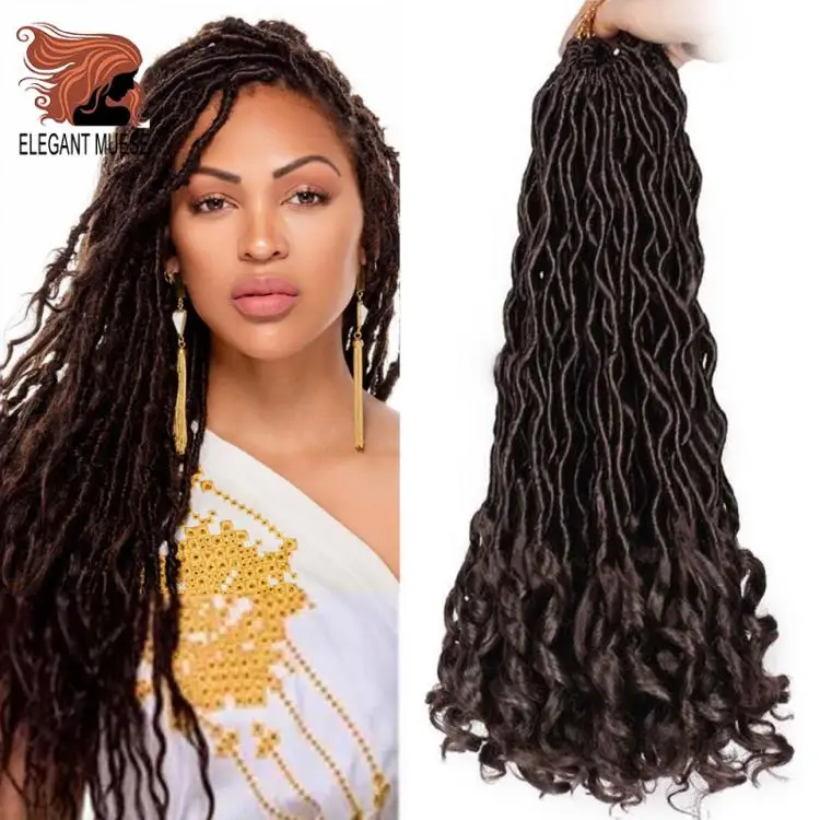 Элегантные Музы богемные вязанные косички Faux locs Curly вязанные волосы 18 дюймов 24 пряди Омбре косички для наращивания синтетические волосы