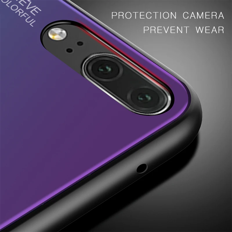 Градиентный чехол из закаленного стекла для телефона huawei P20 Lite 2019 P30 Pro Nova 3e 4e 4 6 mate