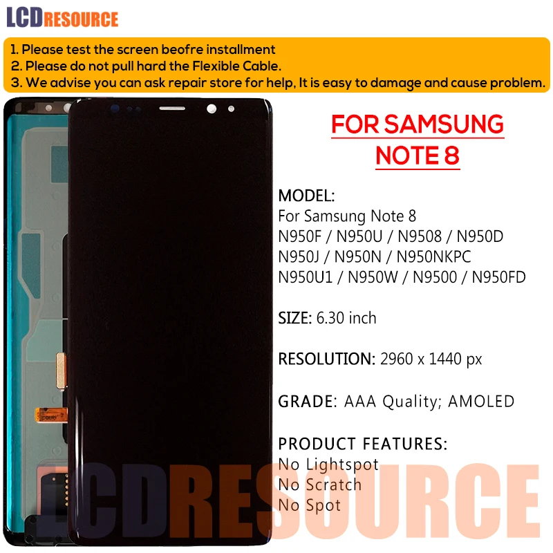 Pantalla t&aacute;ctil LCD con marco para Samsung Note 8, 6,30 ", N950F, N950U, N9508, N950D-1