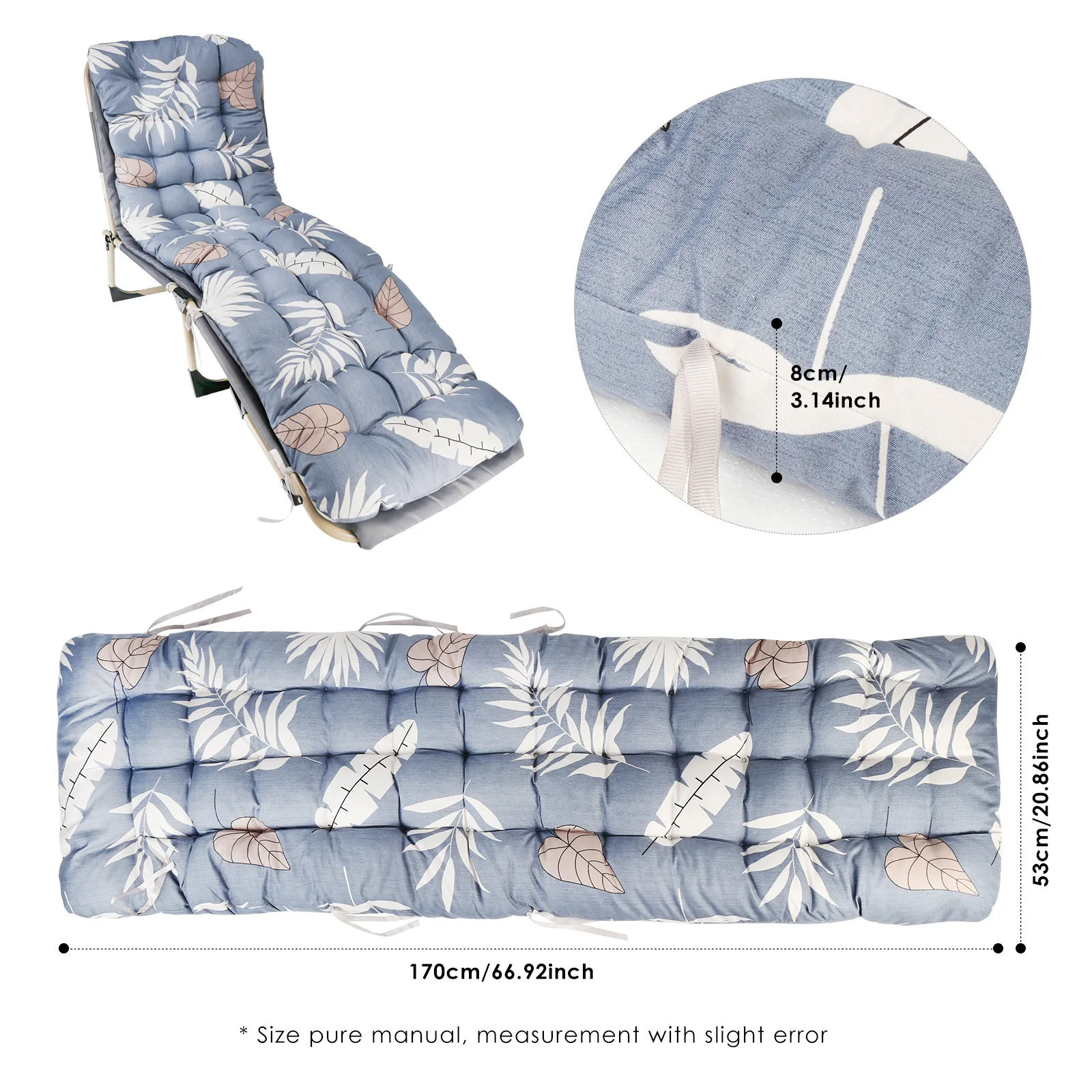

Sun Lounger Cushion Pads Replacement Sunbed Cushion Thick Garden Lounger Pad Garden Patio Beach High Back Chair Cushion