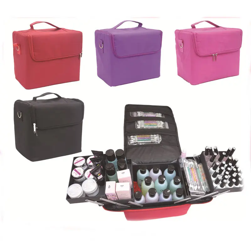 

Large Capacity Cosmetic Organizer Storage Bag Make Up Tools Four Layer Purse Organizer toiletry bag purses