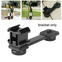 three headed cold boot bracket triple hot shoe mount 14 screw for zhiyun smooth 4 feiyu vimble 2 accessories microphone adapter