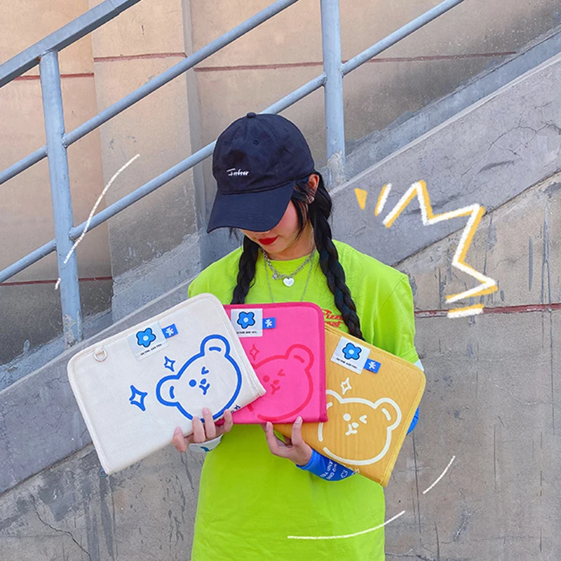 

Cute Bear 11inch Tablet Protective Inner Sleeve Bag Women Pouch Sleeve Case Storage Kawaii Korea Ipad Bags Laptop Inner Bags 316