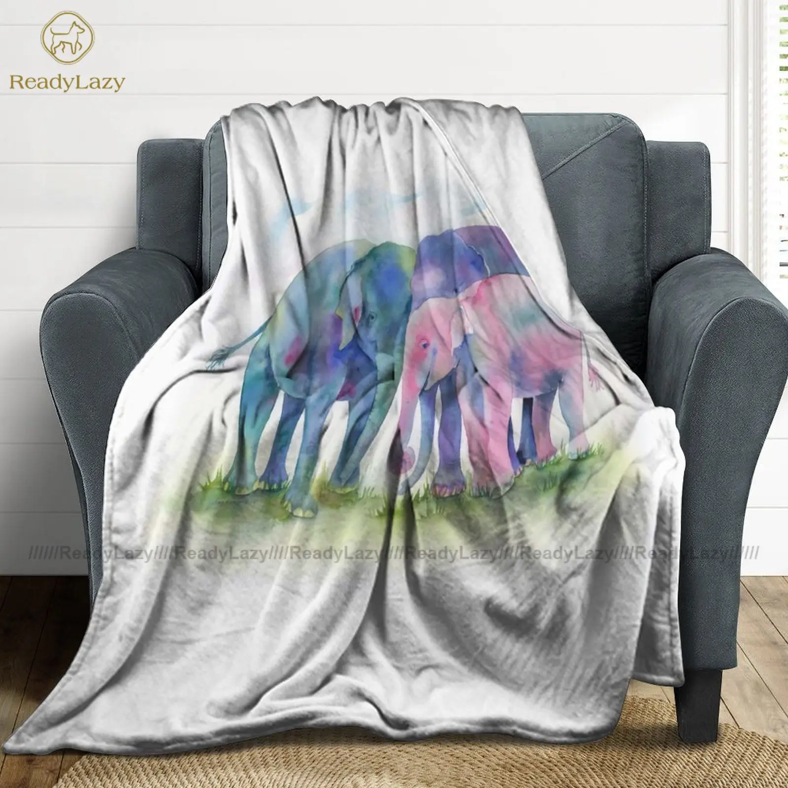 

Elephant Blanket Super Soft Fashion Bedspread Warm Fleece Cold Blanket
