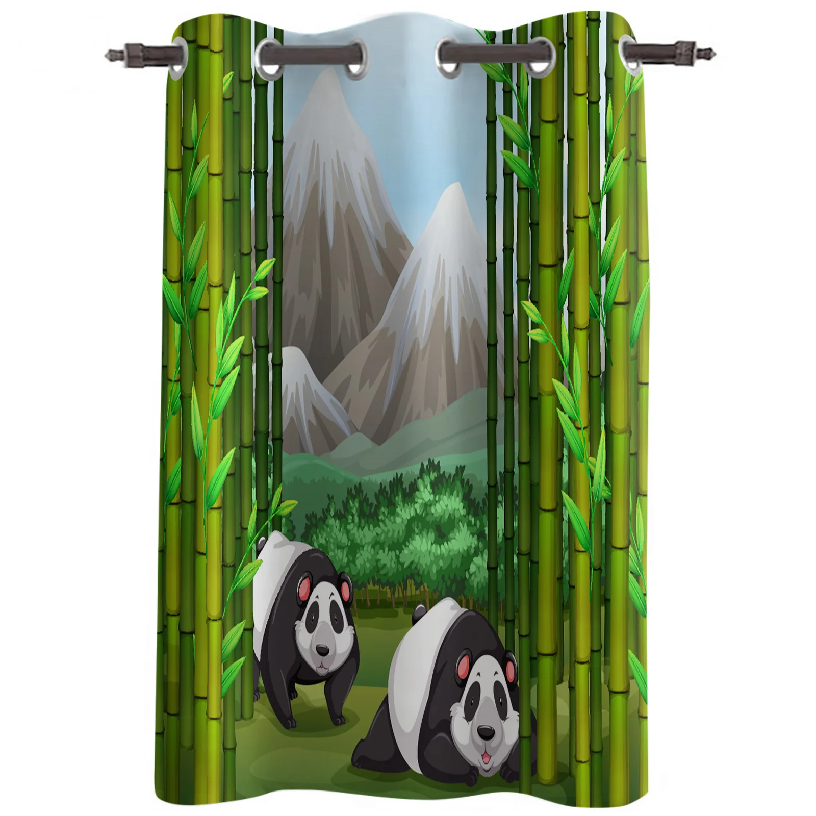 Bamboo Forest Arbor Panda Shrub Hillock Curtains In The Bedroom Living Room Hall for Home Kitchen Window Treatments Drapes images - 3