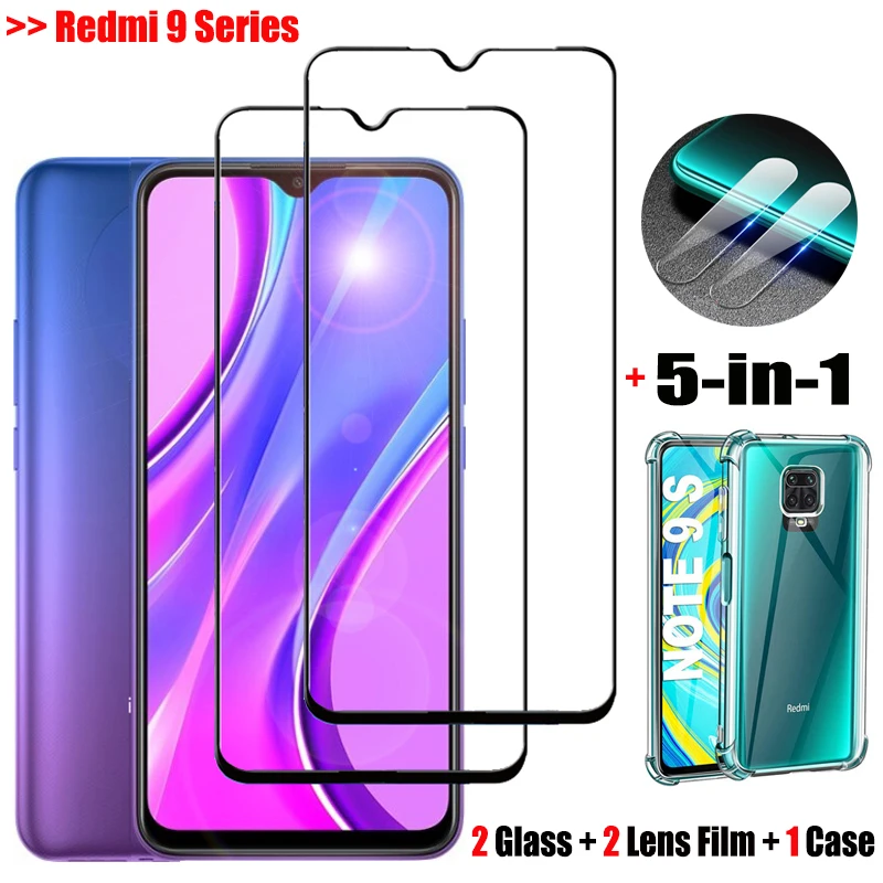 5 в 1capa стекло чехол для redmi 9a 9c note 9pro защитное редми 9 нот про чехлы 9s бампер ноут