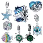 Шарм-подвеска для браслета, из 100% серебра 925 пробы, с ракушкой русалки и жемчугом