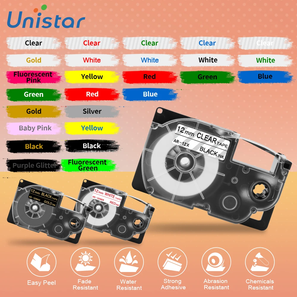 XR-9WE XR-12WE Compatible Label Tape Replacement for Casio Labeling 9mm 12mm Black on White KL-120 KL-60 KL-100 KL750B | Компьютеры и