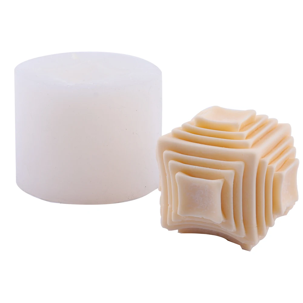 

New 3D Stripe Cube Candle Mold Soy Wax Candles Making Mold Homemade Aroma Soap Mold DIY Silicone Plaster Decoration Candle Craft
