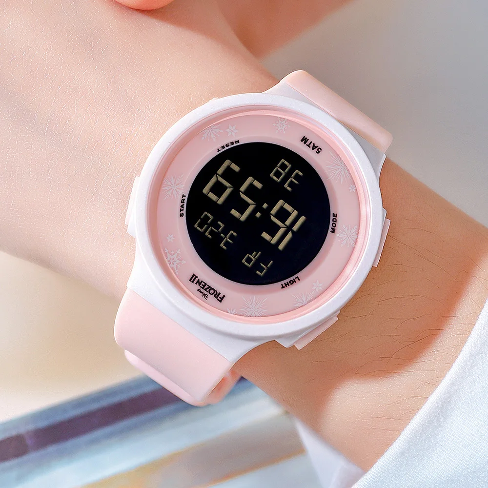 Genuine Frozen Women Sport Hour Girl Digital Wrist Watches Disney Beautiful Lady Electronic Time Rubber Strap Clocks Waterproof enlarge