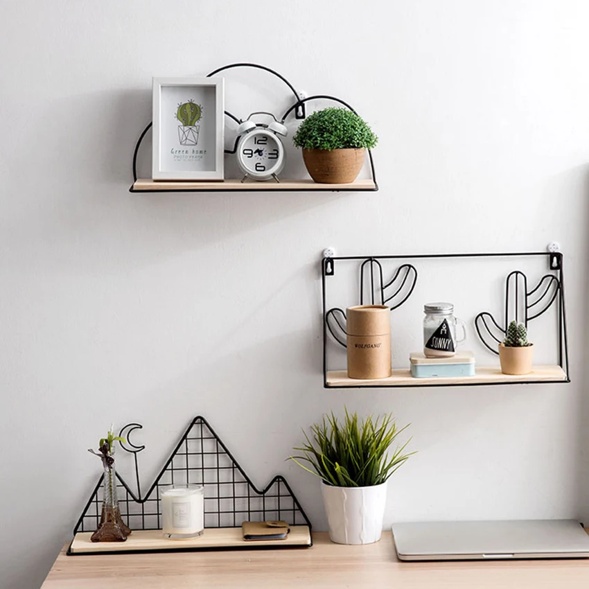 Плавающий латунные настенные полки из ковкой мягкой стали + деревянный ящик для