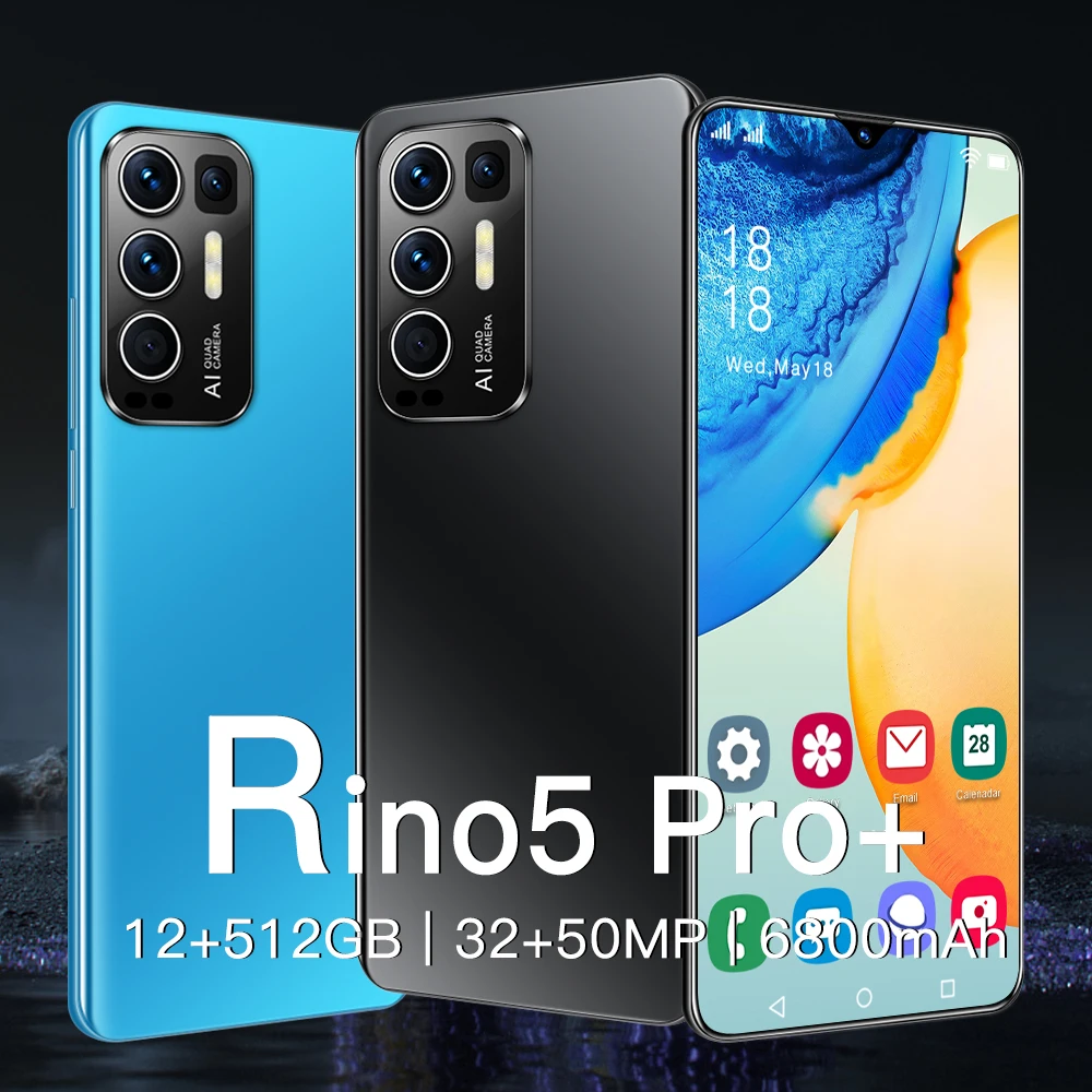 

Rino5 Pro 6.7Inch 6800mAh Smartphone Android 12+512gb Fingerprint Id Smart Phone Global 4g lTE 5g 32+50Mp Double Sim Cell Phones