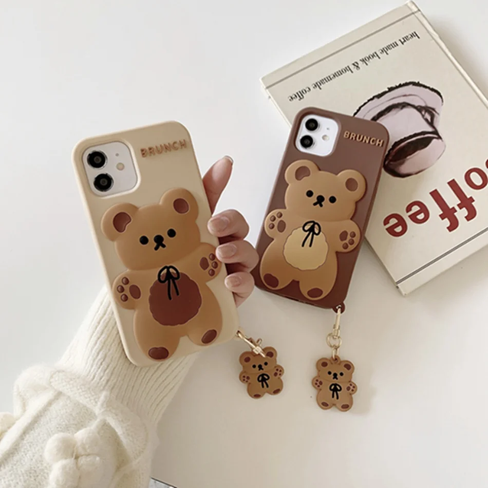Чехол для IPhone 12 11 Pro XS Max mini SE 2020 XR X 7 8 Plus силиконовый с милым мультяшным медведем |