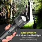 Светодиодный фонарик с 5 режимами переключения, водонепроницаемый зуммируемый Ультраяркий фонарь, светильник онарь для кемпинга XHP50XHP70, лучший походный уличный фонарь с USB-зарядкой