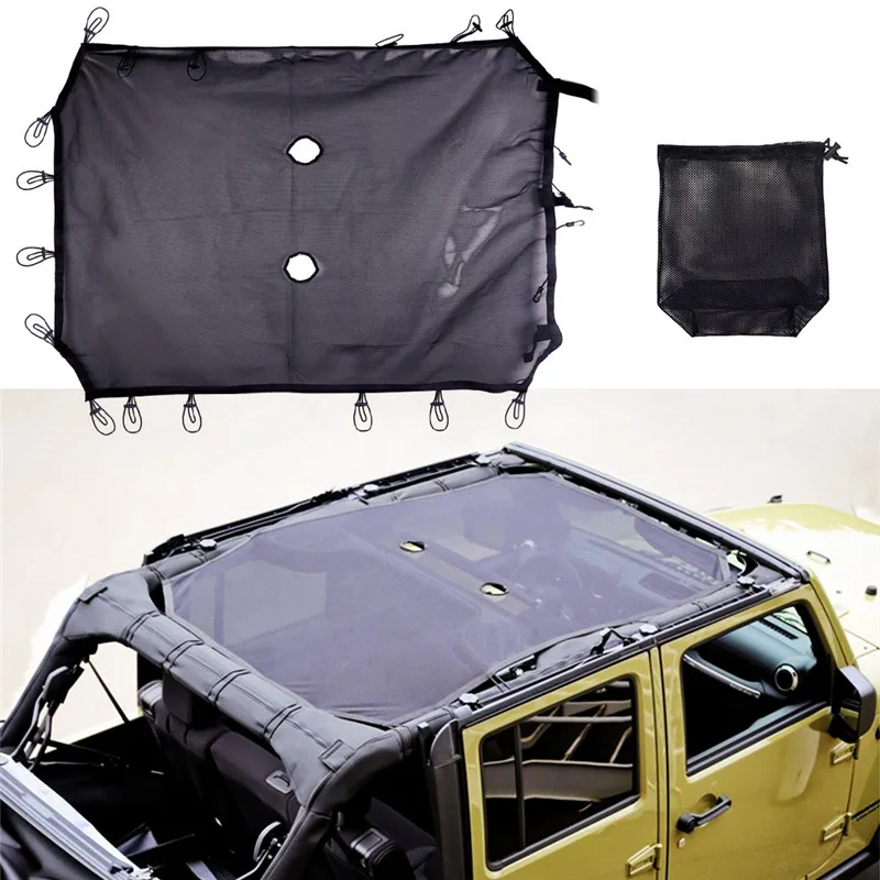 Mesh Sunshade Fit for Jeep 2007- Jeep Wrangler JK JKU Jeep JK Front Shade Plain Protection Heat Shield Windshield Visor
