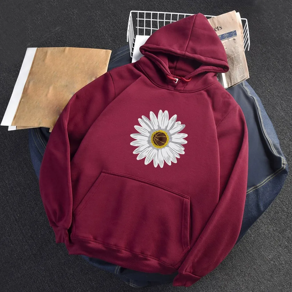 women sweetshirts Casual Loose Fleece Hooded Printed with Pocket Long Sleeve Sweatshirt sudaderas mujer 2020 hot