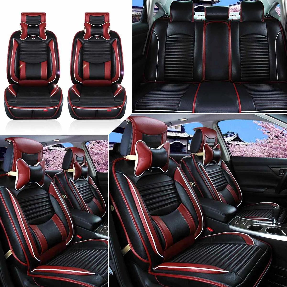 

Ultra-Luxury Car Seat Protection Full Surround PU Leather Car Seat Cushion Cover Pad Front & Rear Full Set Fit For Universal Car