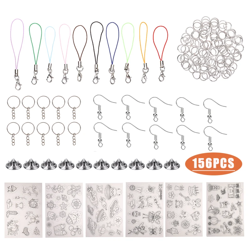 156 шт./компл. термоусадочный лист Пластик комплект Shrinky Бумага дырокол брелки для