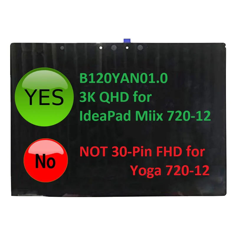 

12.5" 5D10M65391 QHD Touch Screen Assembly For Lenovo IdeaPad Miix 720