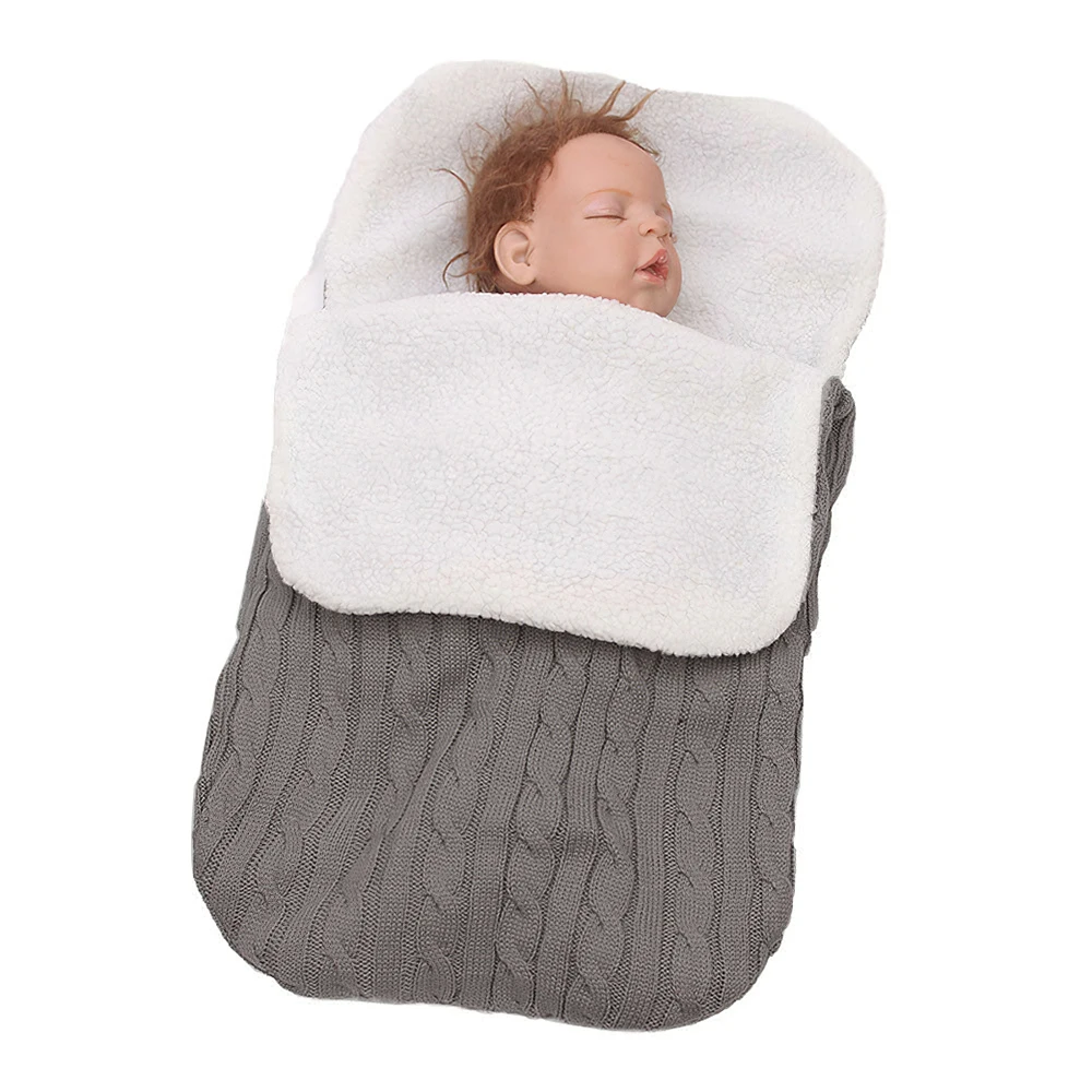 

Пеленка для новорожденных, мягкое толстое вязаное теплое Флисовое одеяло для малышей, спальный мешок для коляски, унисекс, спальный мешок