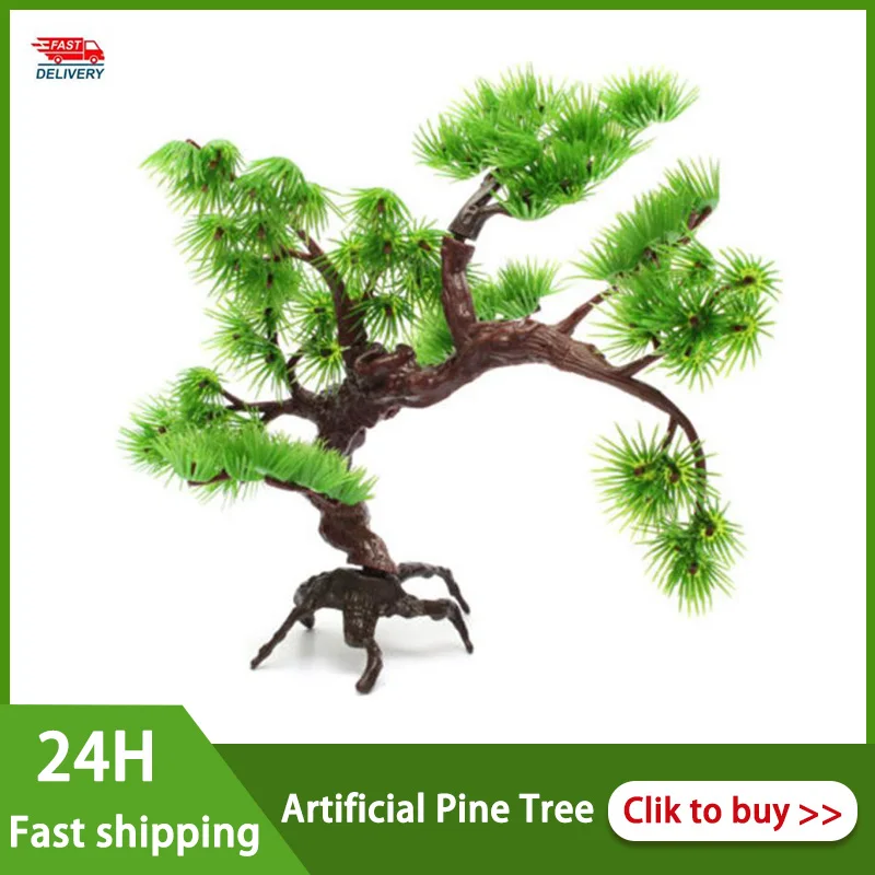 Artificial Bonsai Pine Tree Aquarium Plastic Ornament Fish Tank Plant Decor | Дом и сад