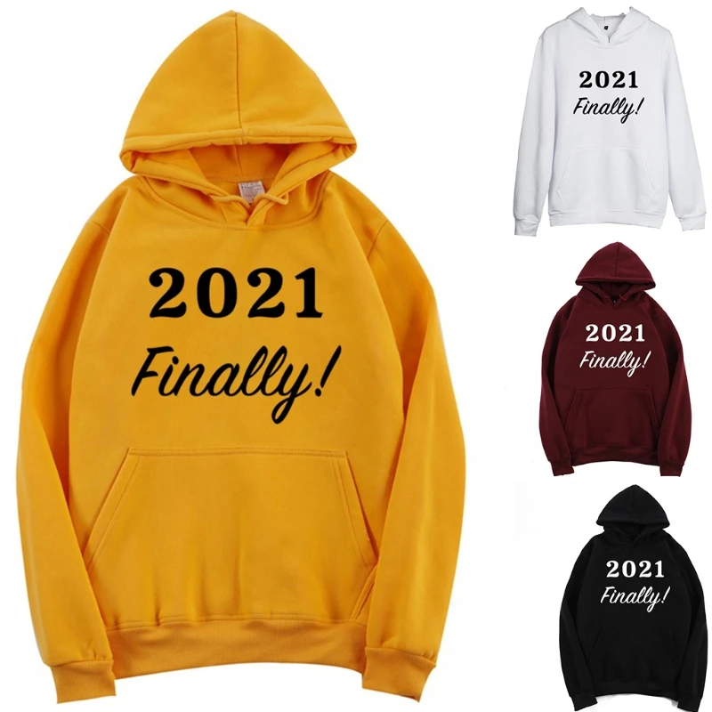 

Women Long Sleeve Drawstring Hoodies 2021 Finally Letters Pullover Sweatshirt