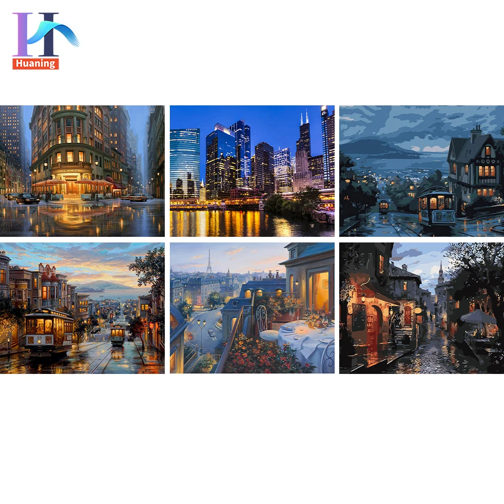 

Paint By Numbers For Adults City Night DIY HandPainted Oil Painting By Numbers Landscape Picture Home Wall Decor Gift
